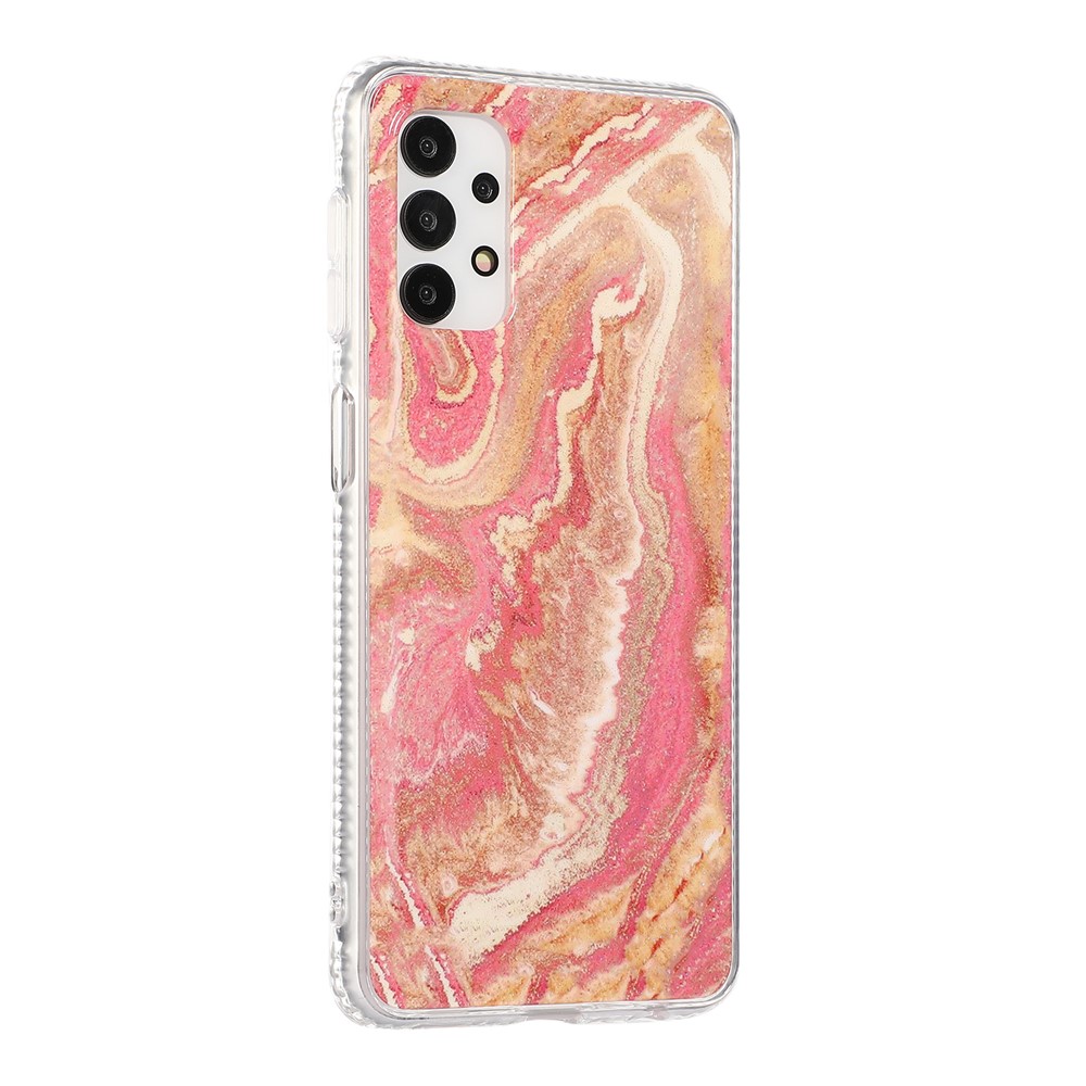 For Samsung Galaxy A32 5G Well-Protected Glittering Marble Pattern Hybrid Back Shell - Pink-2