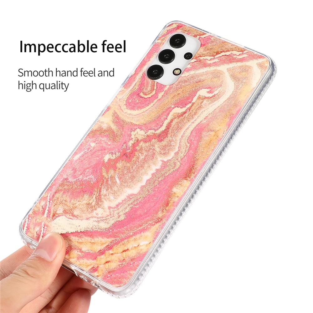 For Samsung Galaxy A32 5G Well-Protected Glittering Marble Pattern Hybrid Back Shell - Pink-5