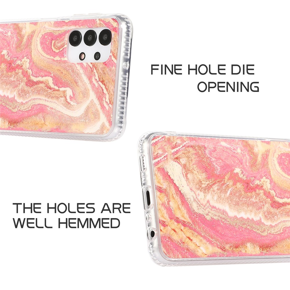 For Samsung Galaxy A32 5G Well-Protected Glittering Marble Pattern Hybrid Back Shell - Pink-6