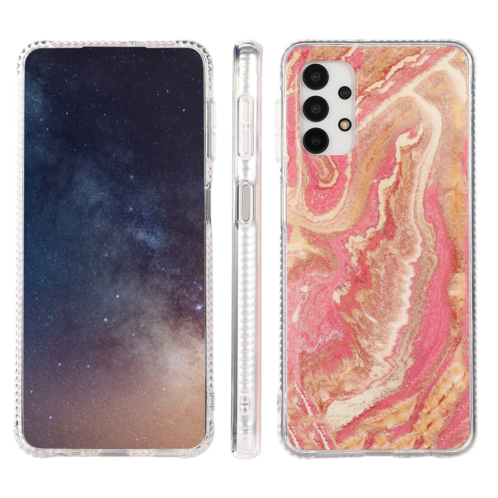 For Samsung Galaxy A32 5G Well-Protected Glittering Marble Pattern Hybrid Back Shell - Pink-8