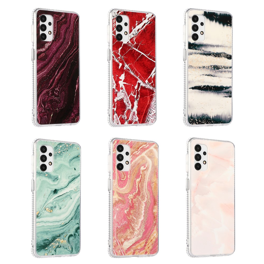 For Samsung Galaxy A32 5G Well-Protected Glittering Marble Pattern Hybrid Back Shell - Pink-9