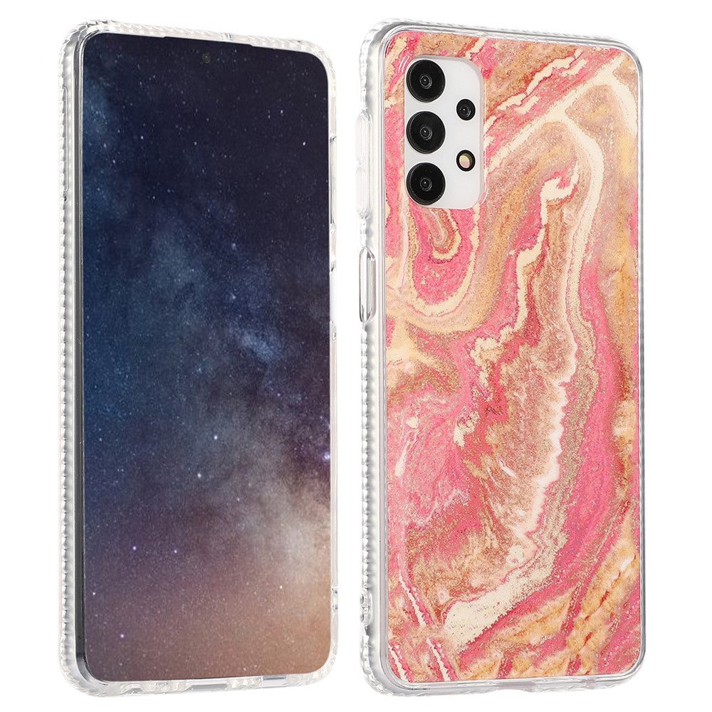 For Samsung Galaxy A72 4G/5G TPU + Acrylic Combo Back Shell with Glittering Marble Pattern - Pink-1