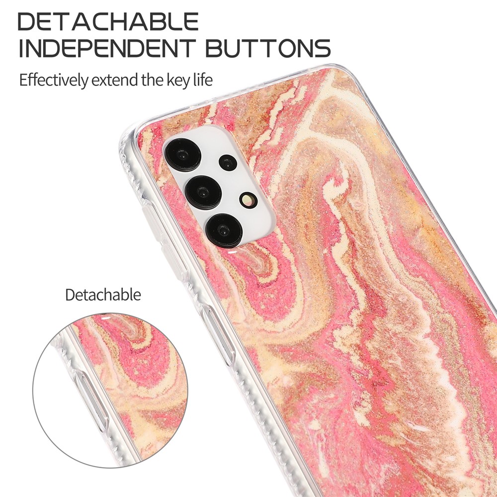 For Samsung Galaxy A72 4G/5G TPU + Acrylic Combo Back Shell with Glittering Marble Pattern - Pink-3