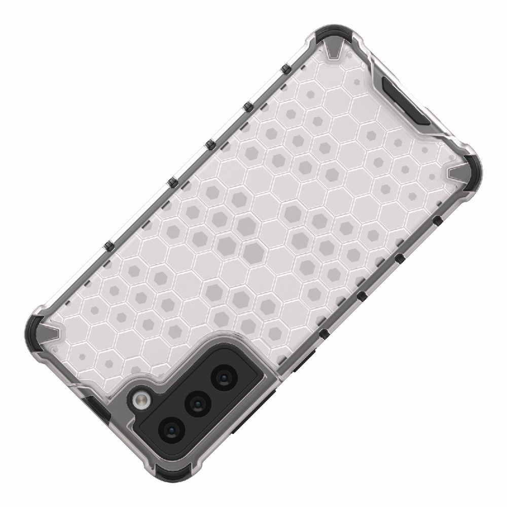 Honeycomb Pattern TPU + PC Hybrid Case Mobile Phone Protector for Samsung Galaxy S21 FE - White-2