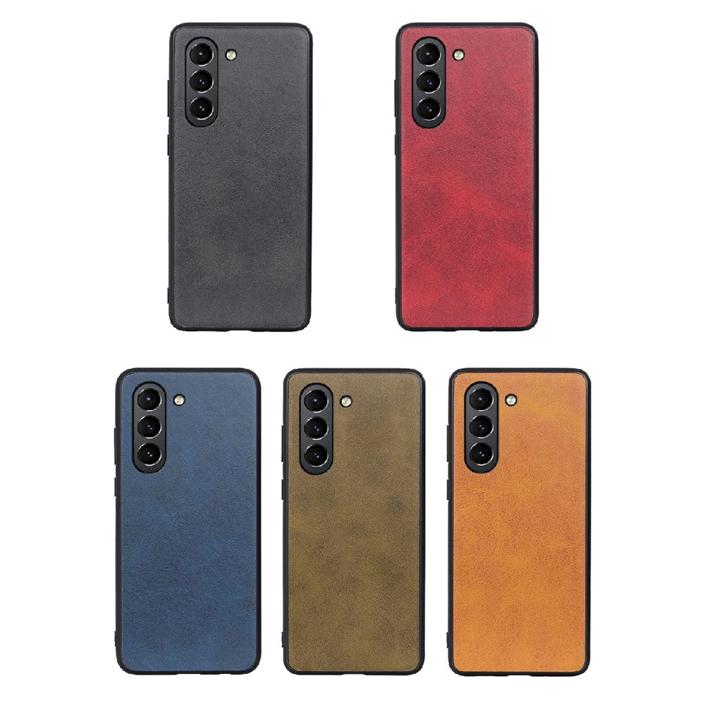 Leather Coated TPU + PC Phone Back Case Cover for Samsung Galaxy S21 FE - Black-3