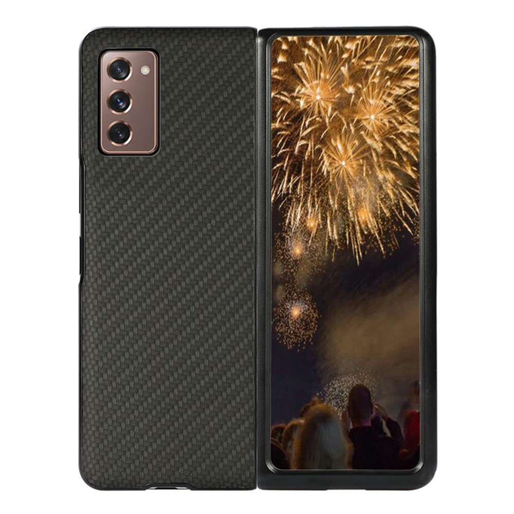 Carbon Fiber Texture Leather Case for Samsung Galaxy Z Fold2 5G - Black-1