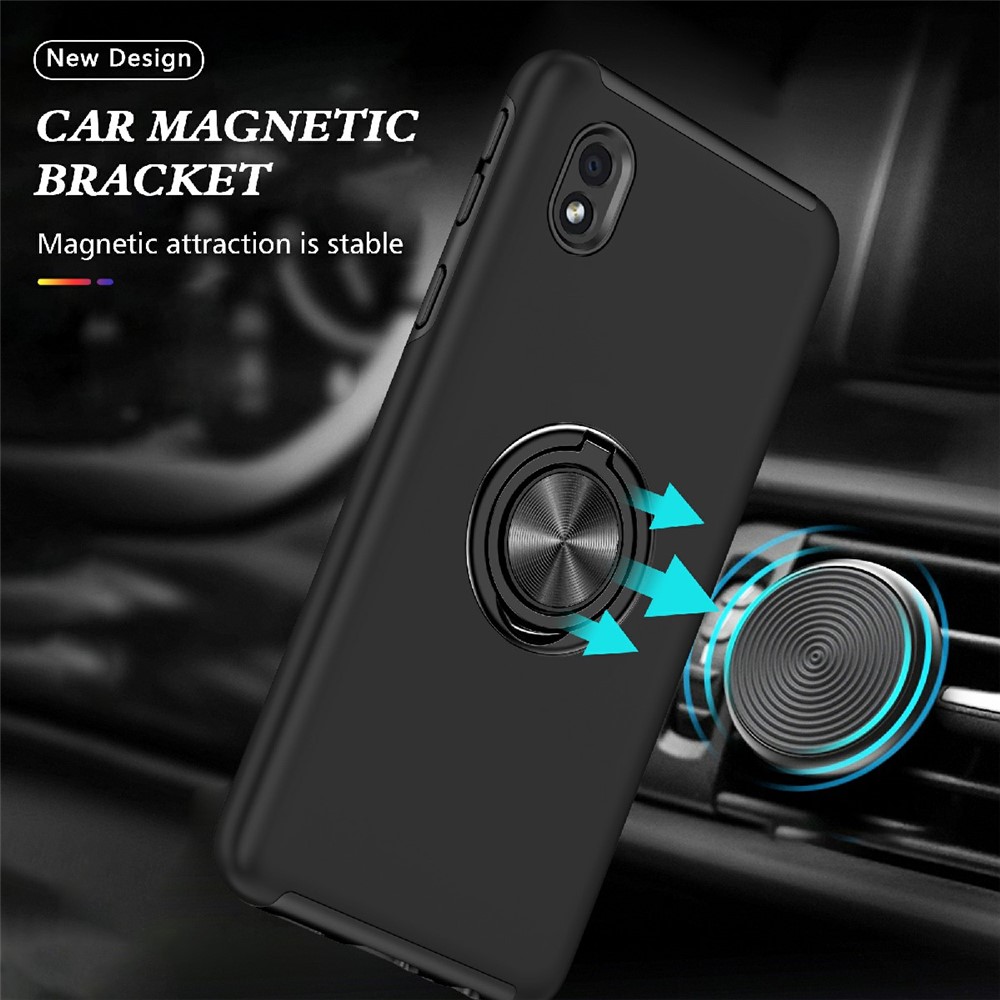 Shockproof Hybrid Phone Case Cover with Ring Kickstand for Samsung Galaxy A01 Core - Black-3
