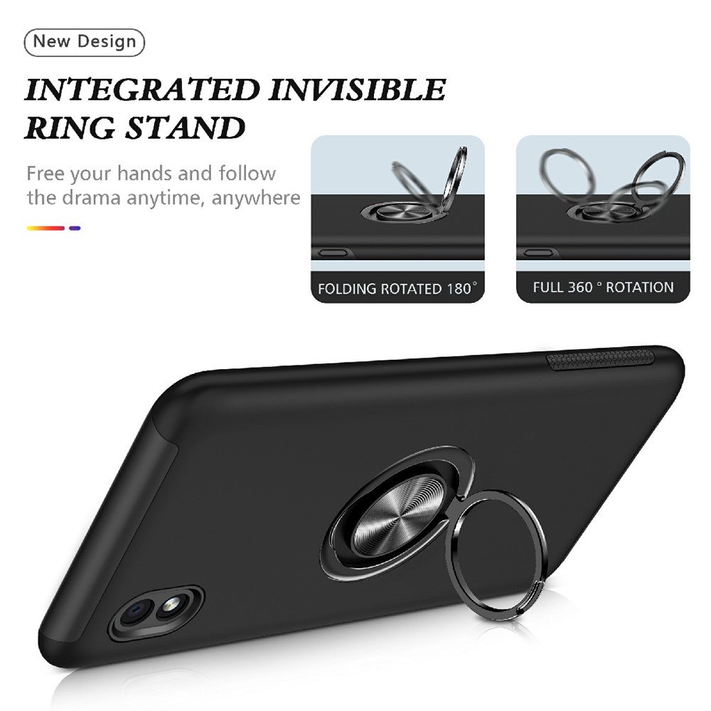 Shockproof Hybrid Phone Case Cover with Ring Kickstand for Samsung Galaxy A01 Core - Black-5