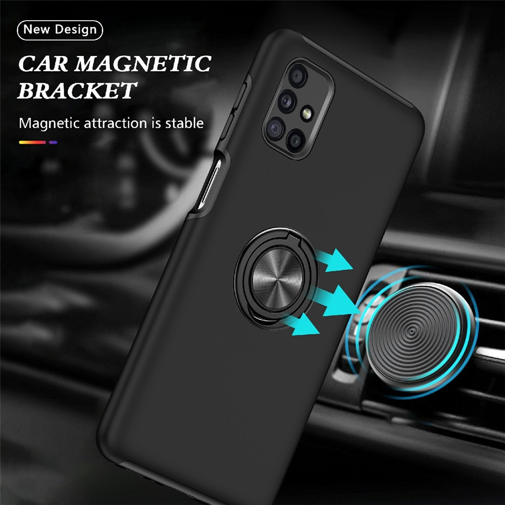 Plastic+TPU Hybrid Phone Case Cover Shell with Ring Kickstand for Samsung Galaxy M51 (Global Version) - Black-3
