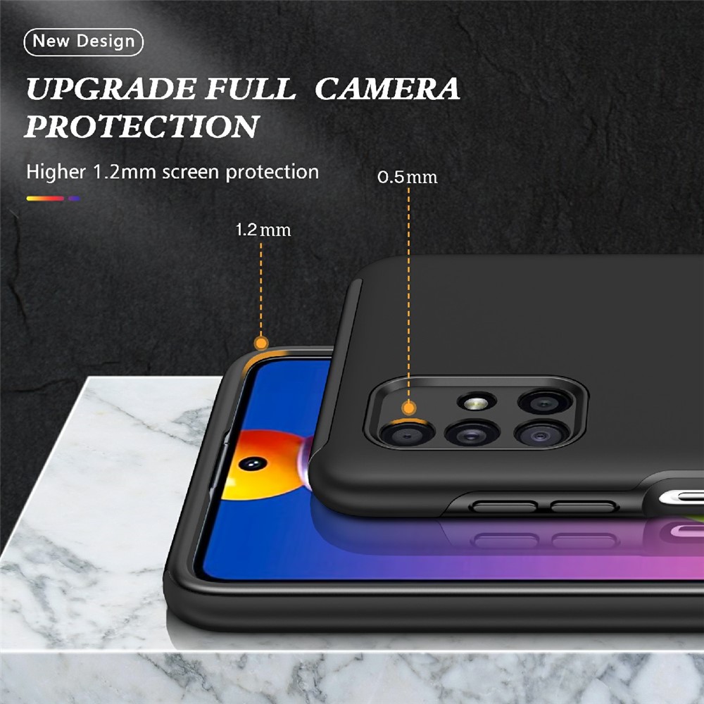Plastic+TPU Hybrid Phone Case Cover Shell with Ring Kickstand for Samsung Galaxy M51 (Global Version) - Black-6