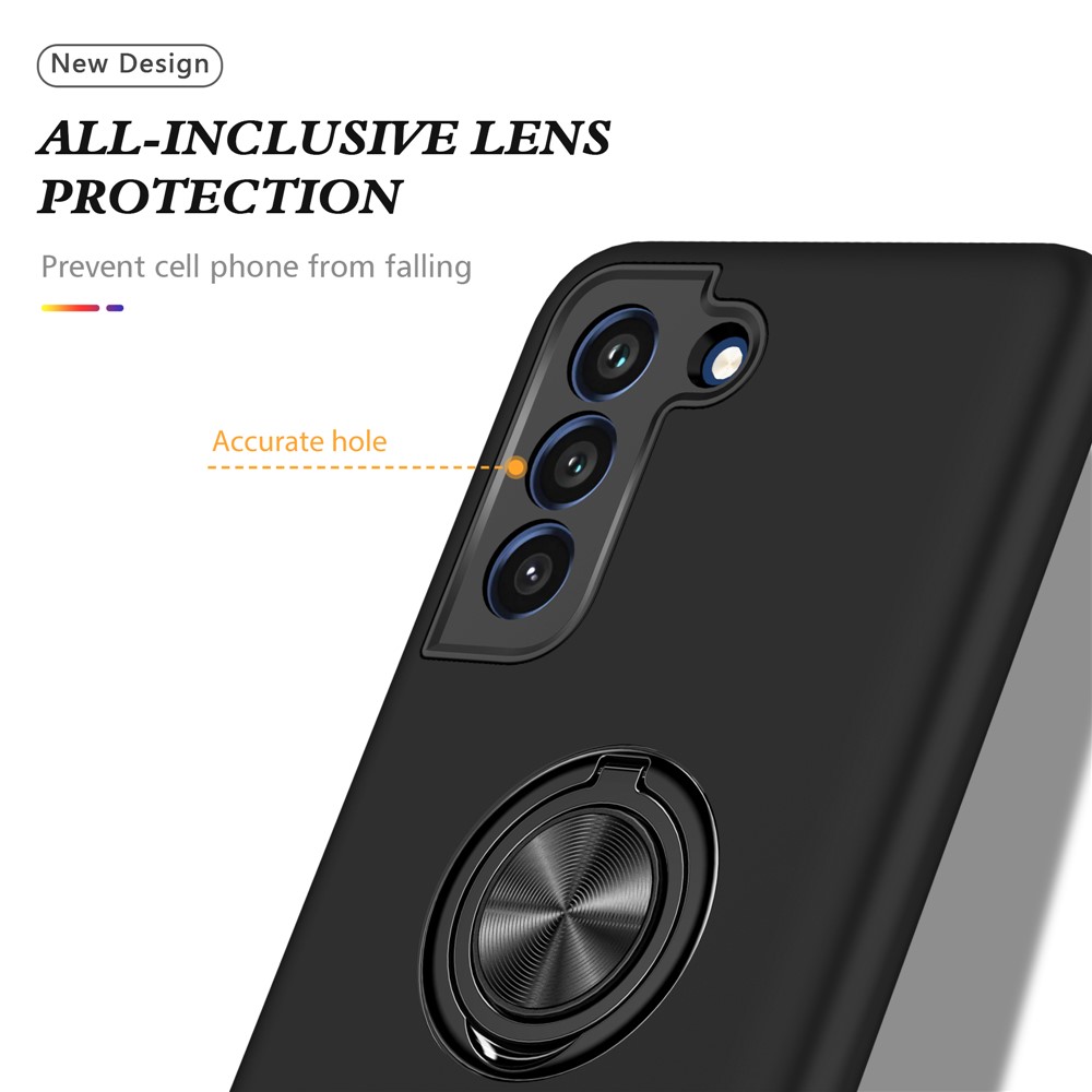 Invisible Ring Kickstand Design Hybrid Mobile Phone Case Cover for Samsung Galaxy S21 FE - Black-7