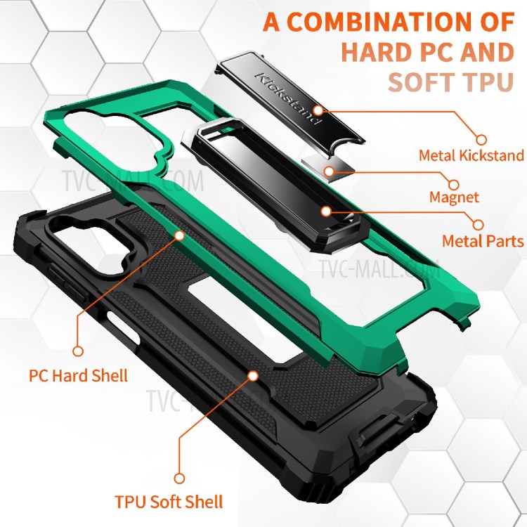 Jazz Series Drop-proof PC + TPU Hybrid Phone Cover Case for Samsung Galaxy A32 5G - Green-4