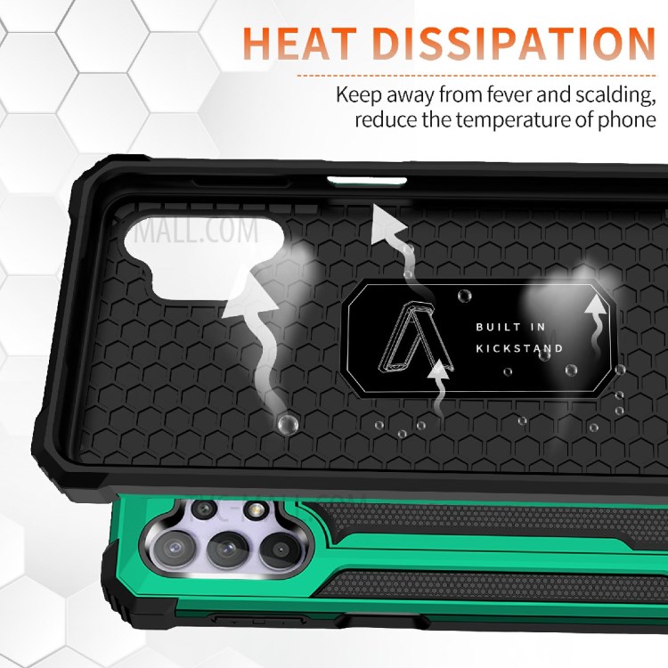 Jazz Series Drop-proof PC + TPU Hybrid Phone Cover Case for Samsung Galaxy A32 5G - Green-5