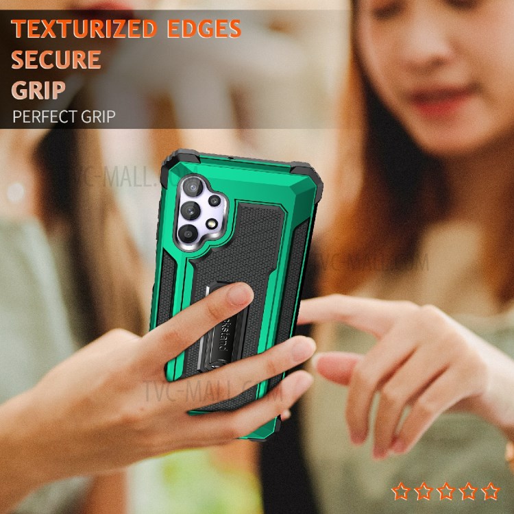 Jazz Series Drop-proof PC + TPU Hybrid Phone Cover Case for Samsung Galaxy A32 5G - Green-6