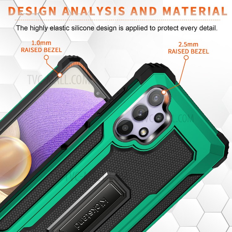 Jazz Series Drop-proof PC + TPU Hybrid Phone Cover Case for Samsung Galaxy A32 5G - Green-7
