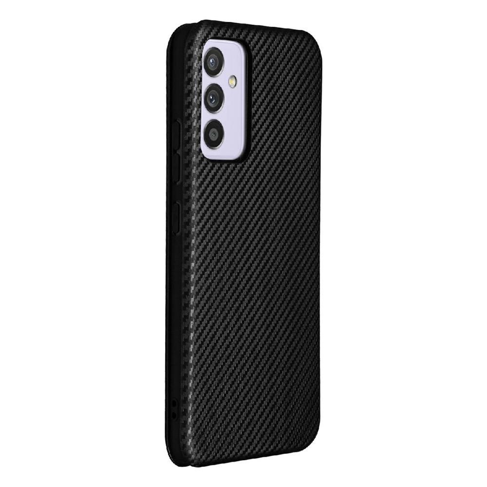 Carbon Fiber Texture Card Slot Auto-absorbed Leather Phone Shell Cover for Samsung Galaxy A82 5G - Black-3