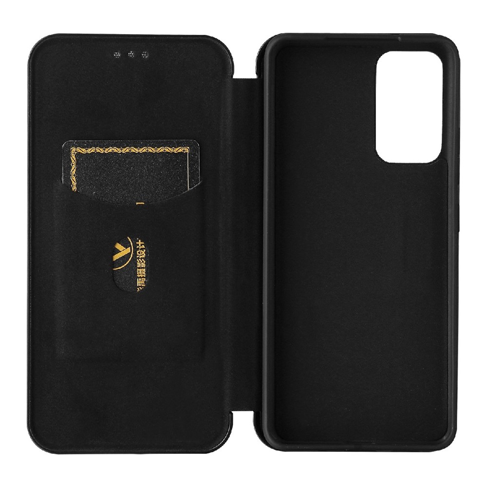 Carbon Fiber Texture Card Slot Auto-absorbed Leather Phone Shell Cover for Samsung Galaxy A82 5G - Black-9