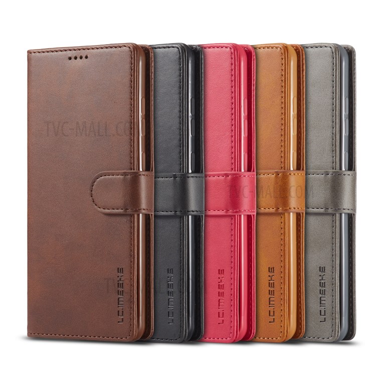 LC.IMEEKE Leather Protective Case Wallet Stand Phone Cover Shell for Samsung Galaxy A82 5G - Coffee-15