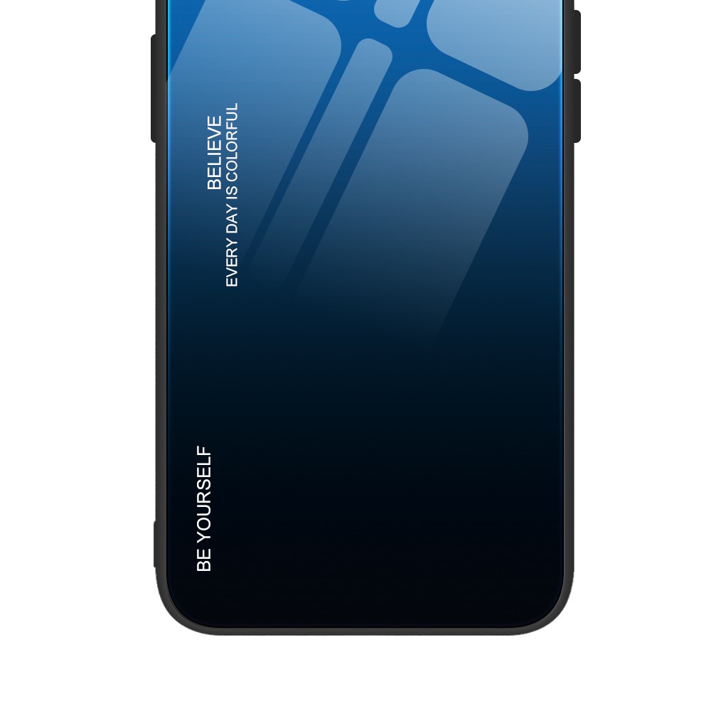 Color Gradient Design Scratch Resistant Tempered Glass Phone Back Case Protector for Samsung Galaxy S21 FE - Blue/Black-2