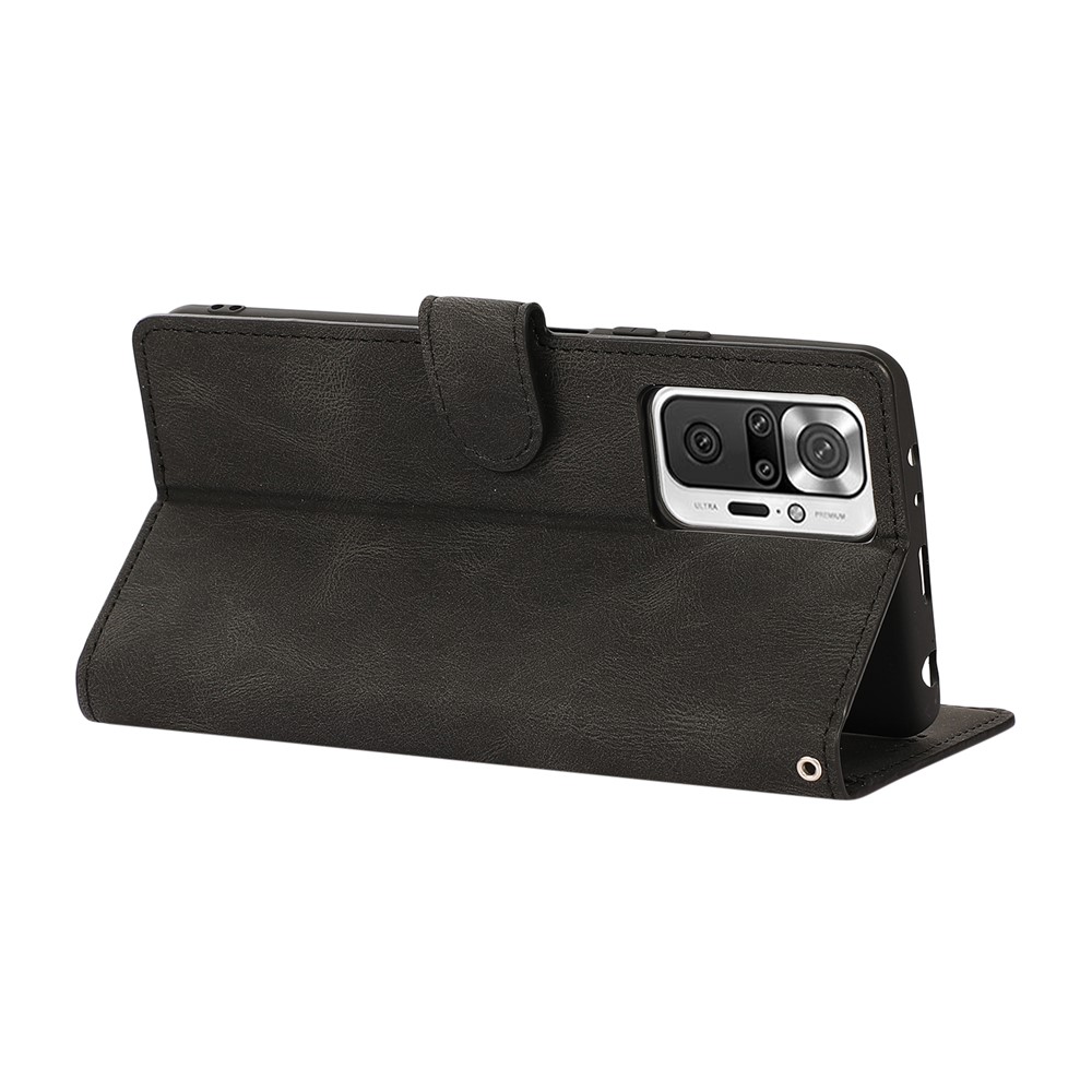 Fantasy Classic Leather Case Mobile Phone Cover with Wallet Stand for Xiaomi Redmi Note 10 Pro Max/Note 10 Pro - Black-6