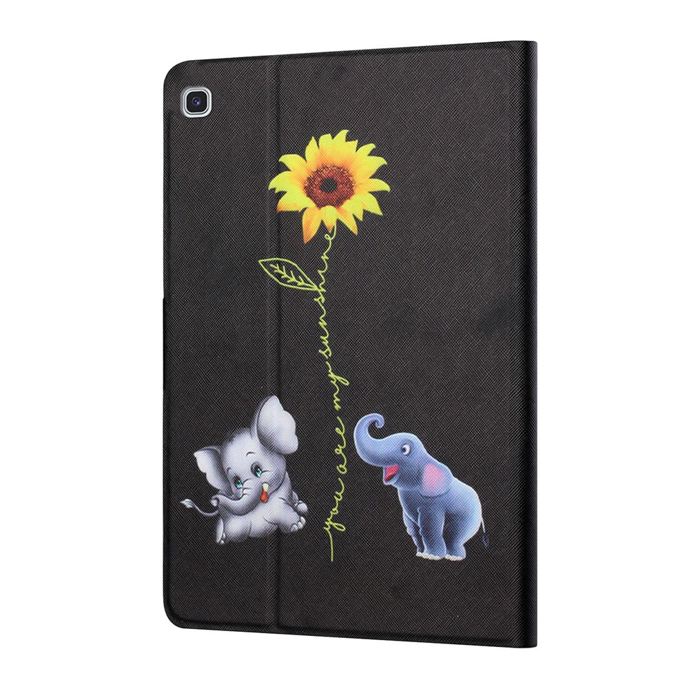 Distinctive Pattern Printing Card Holder Leather Stand Case for Samsung Galaxy Tab A7 Lite 8.7 T220 / T225 Cover - Elephants and Sunflower-4