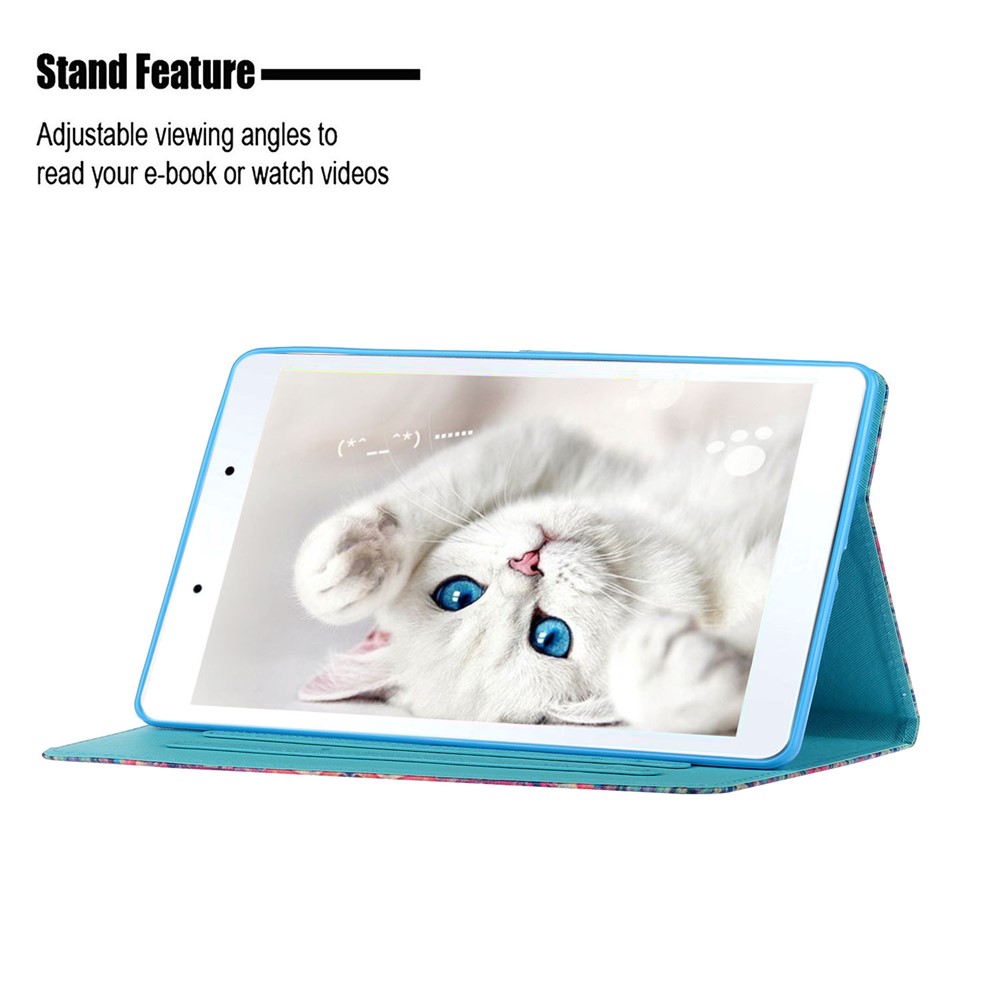 Stylish Pattern PU Leather Case for Samsung Galaxy Tab A7 Lite 8.7-inch T220 / T225 Card Holder Cover - Owl-4