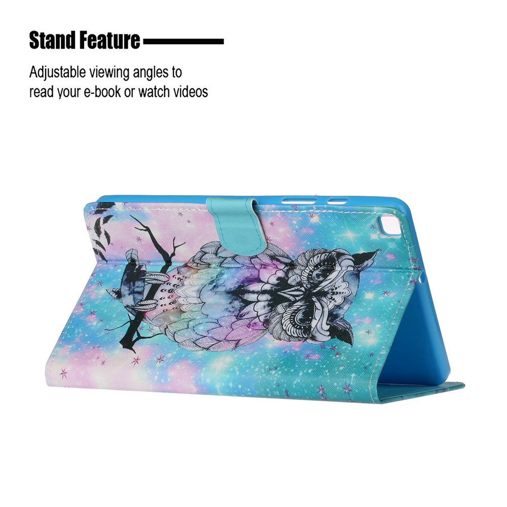Stylish Pattern PU Leather Case for Samsung Galaxy Tab A7 Lite 8.7-inch T220 / T225 Card Holder Cover - Owl-5