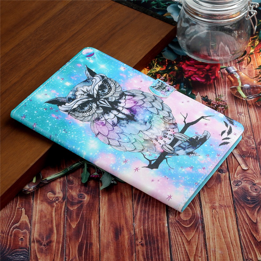 Stylish Pattern PU Leather Case for Samsung Galaxy Tab A7 Lite 8.7-inch T220 / T225 Card Holder Cover - Owl-9