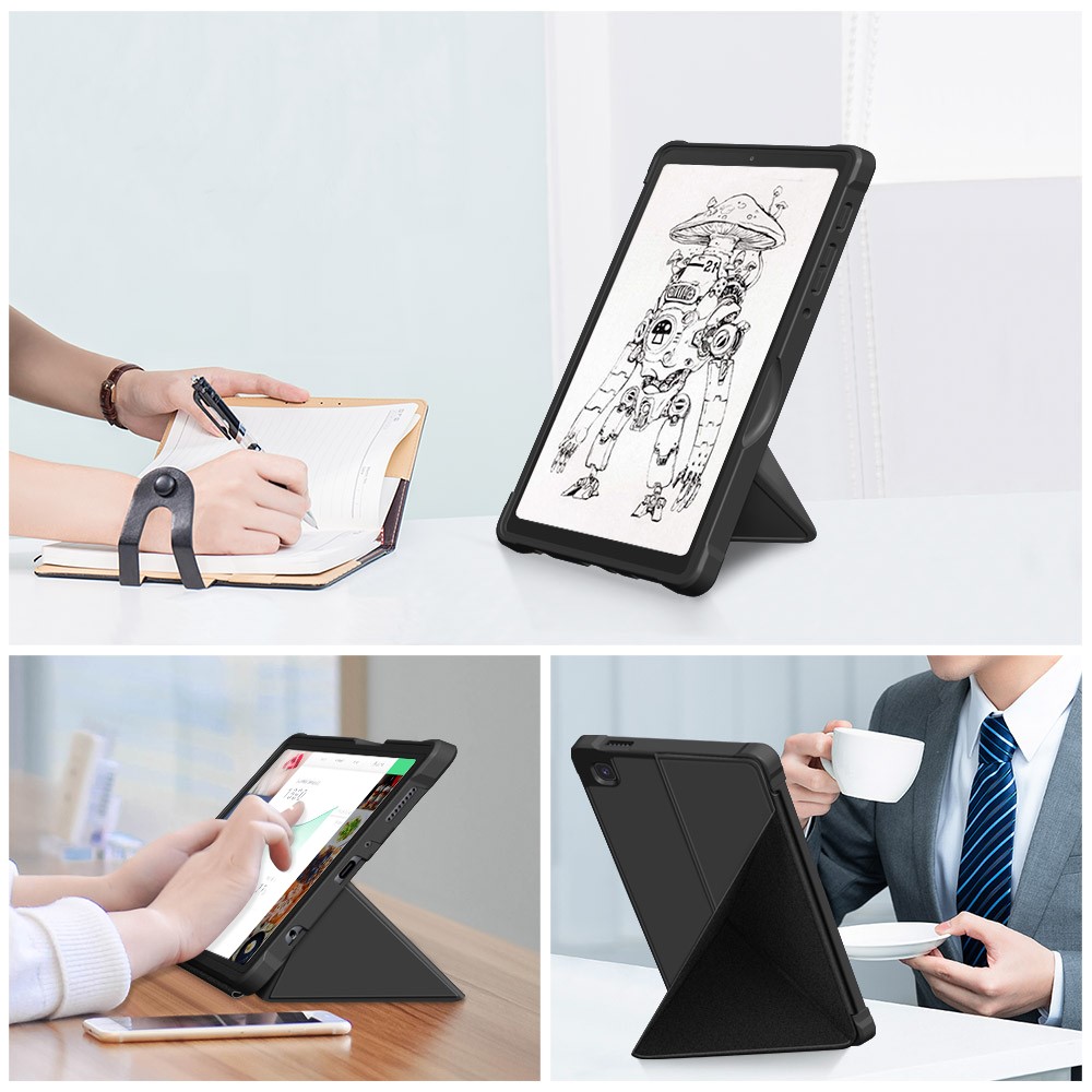Origami Stand Design Plain Leather Smart Tablet Case for Samsung Galaxy Tab A7 Lite 8.7-inch T220/T225 - Black-3