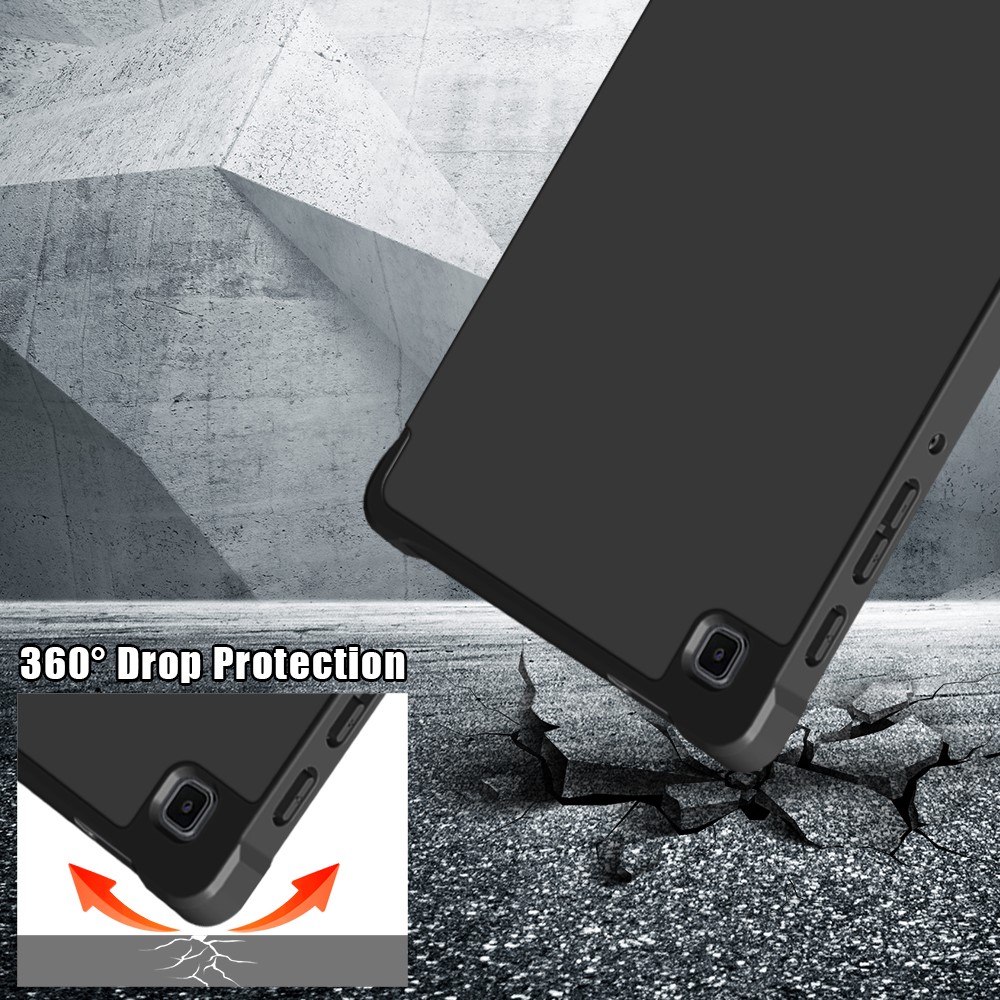 Origami Stand Design Plain Leather Smart Tablet Case for Samsung Galaxy Tab A7 Lite 8.7-inch T220/T225 - Black-5