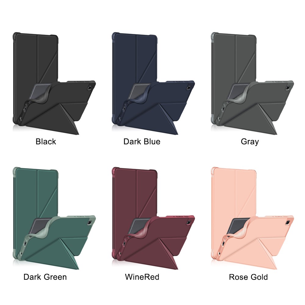 Origami Stand Design Plain Leather Smart Tablet Case for Samsung Galaxy Tab A7 Lite 8.7-inch T220/T225 - Black-7