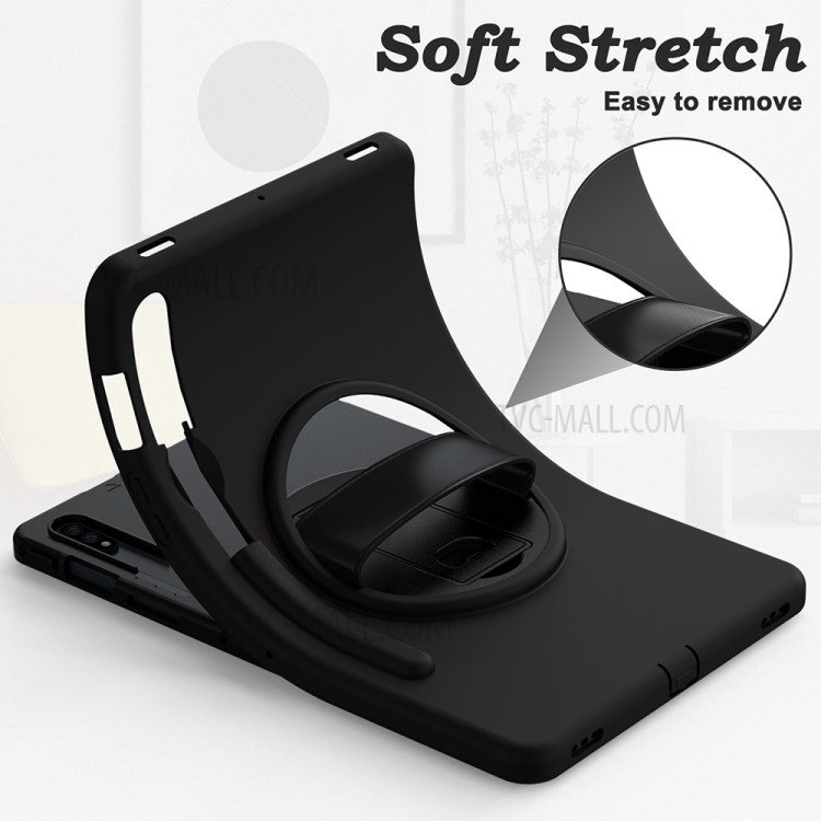 360 Degree Rotatory Kickstand PC + TPU Case with Pen Slot for Samsung Galaxy Tab S7 T870/T875 - Black-6