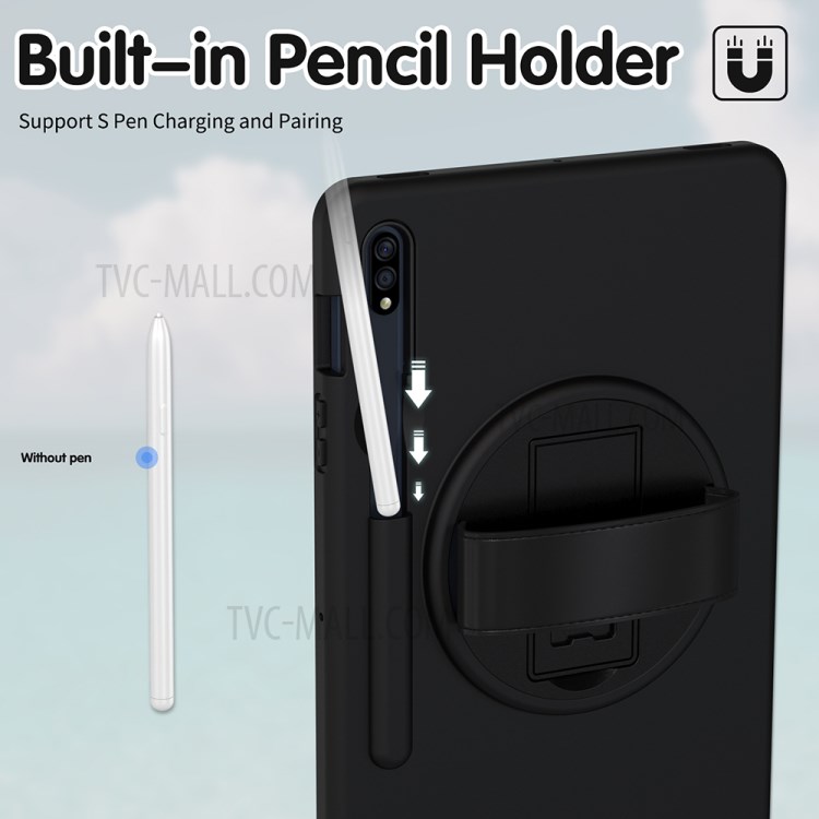 360 Degree Rotatory Kickstand PC + TPU Case with Pen Slot for Samsung Galaxy Tab S7 T870/T875 - Black-7
