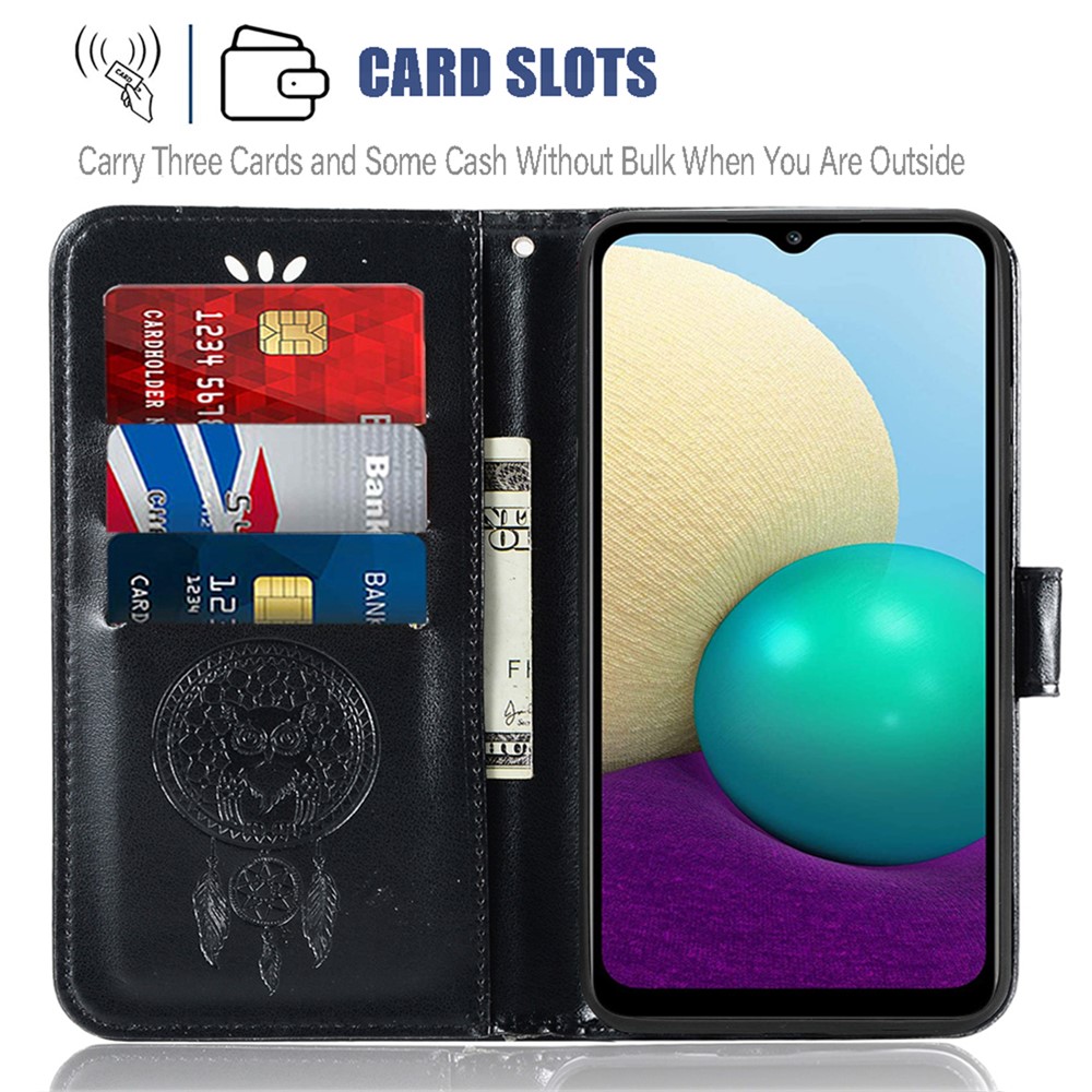 Wallet Stand Design Dream Catcher and Owl Pattern Imprinting Design Leather Cell Phone Case for Samsung Galaxy A22 5G (EU Version) - Black-6
