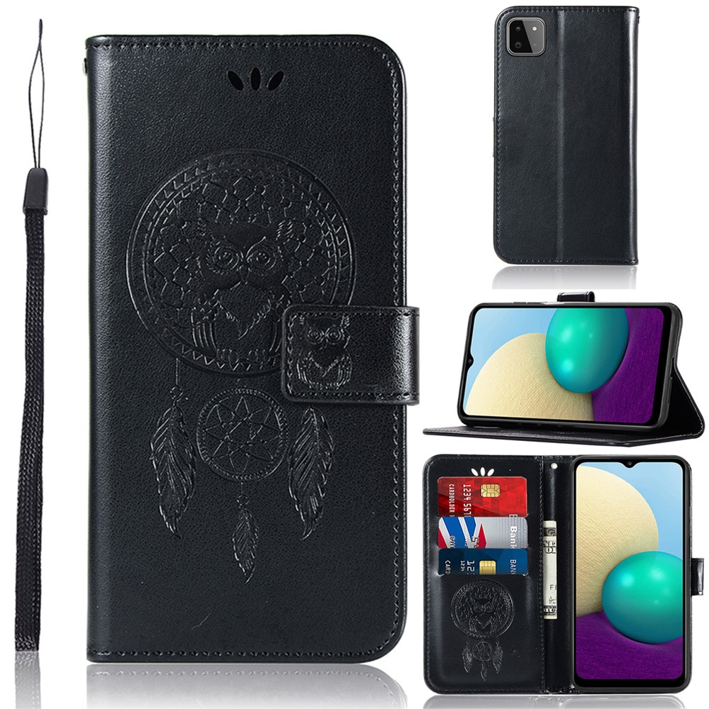 Wallet Stand Design Dream Catcher and Owl Pattern Imprinting Design Leather Cell Phone Case for Samsung Galaxy A22 5G (EU Version) - Black-8