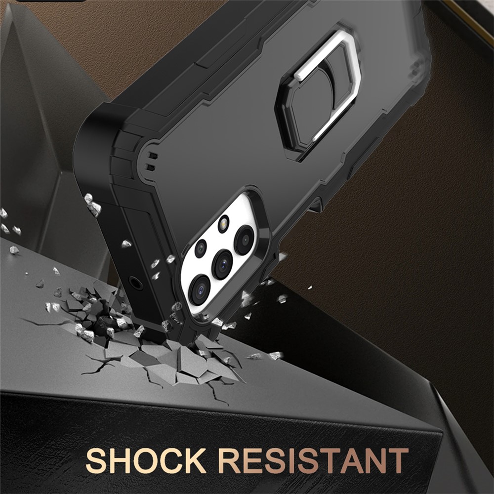 Built-in Kickstand Design Shockproof Hybrid Phone Case for Samsung Galaxy A32 5G - Black/Black-6