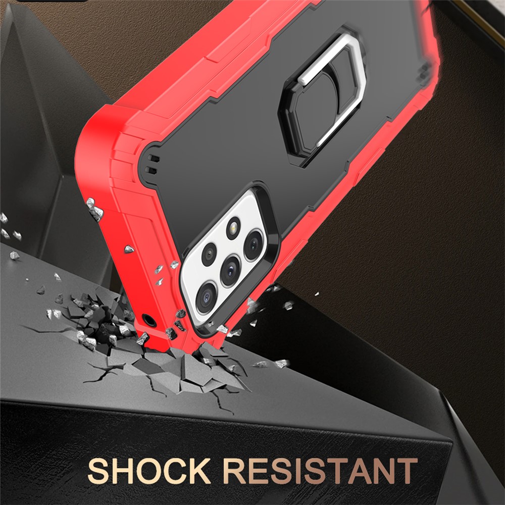 Built-in Kickstand Design Shockproof Hybrid Phone Case for Samsung Galaxy A72 4G/5G - Red/Black-4