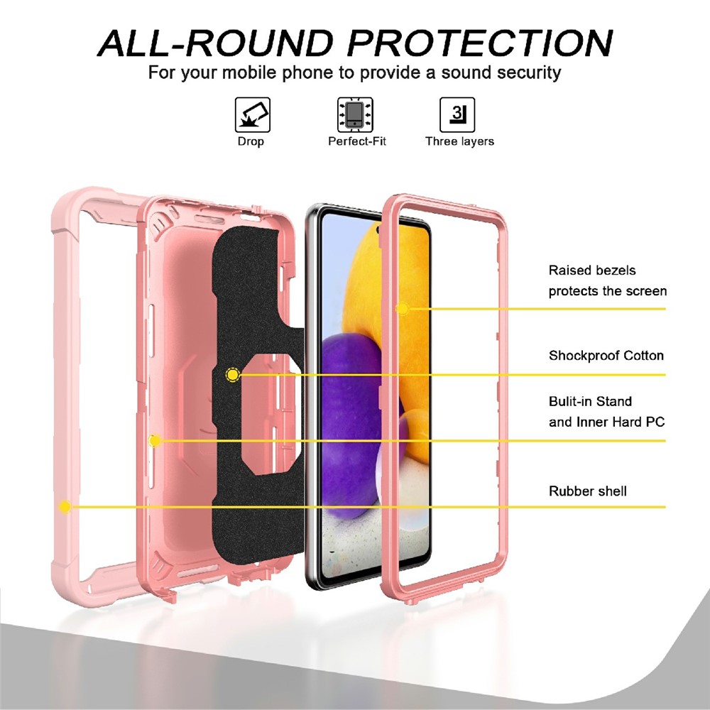 Built-in Kickstand Design Shockproof Hybrid Phone Case for Samsung Galaxy A72 4G/5G - Rose Gold-2