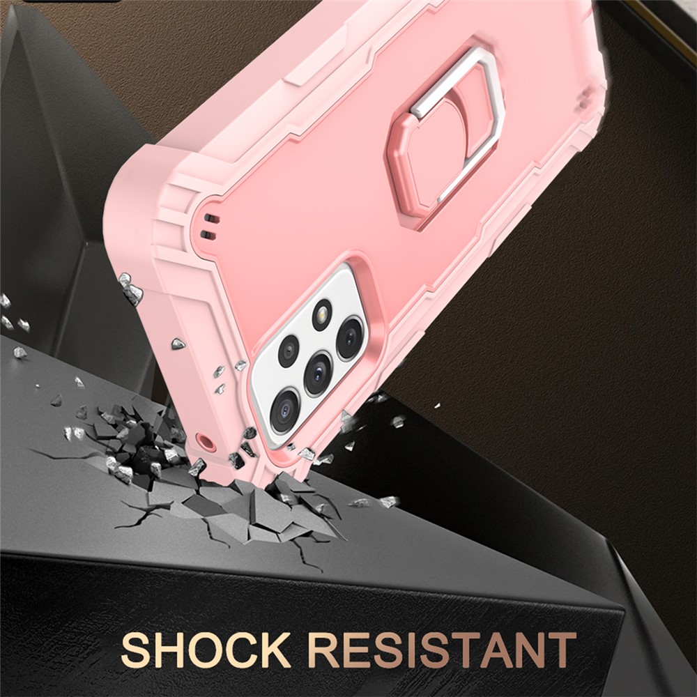 Built-in Kickstand Design Shockproof Hybrid Phone Case for Samsung Galaxy A72 4G/5G - Rose Gold-4
