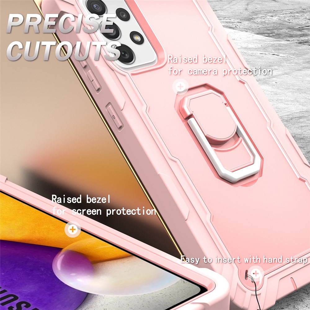 Built-in Kickstand Design Shockproof Hybrid Phone Case for Samsung Galaxy A72 4G/5G - Rose Gold-5