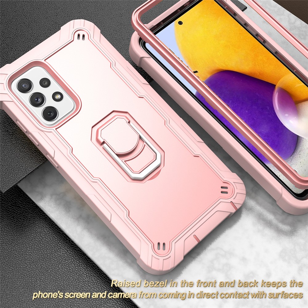 Built-in Kickstand Design Shockproof Hybrid Phone Case for Samsung Galaxy A72 4G/5G - Rose Gold-6