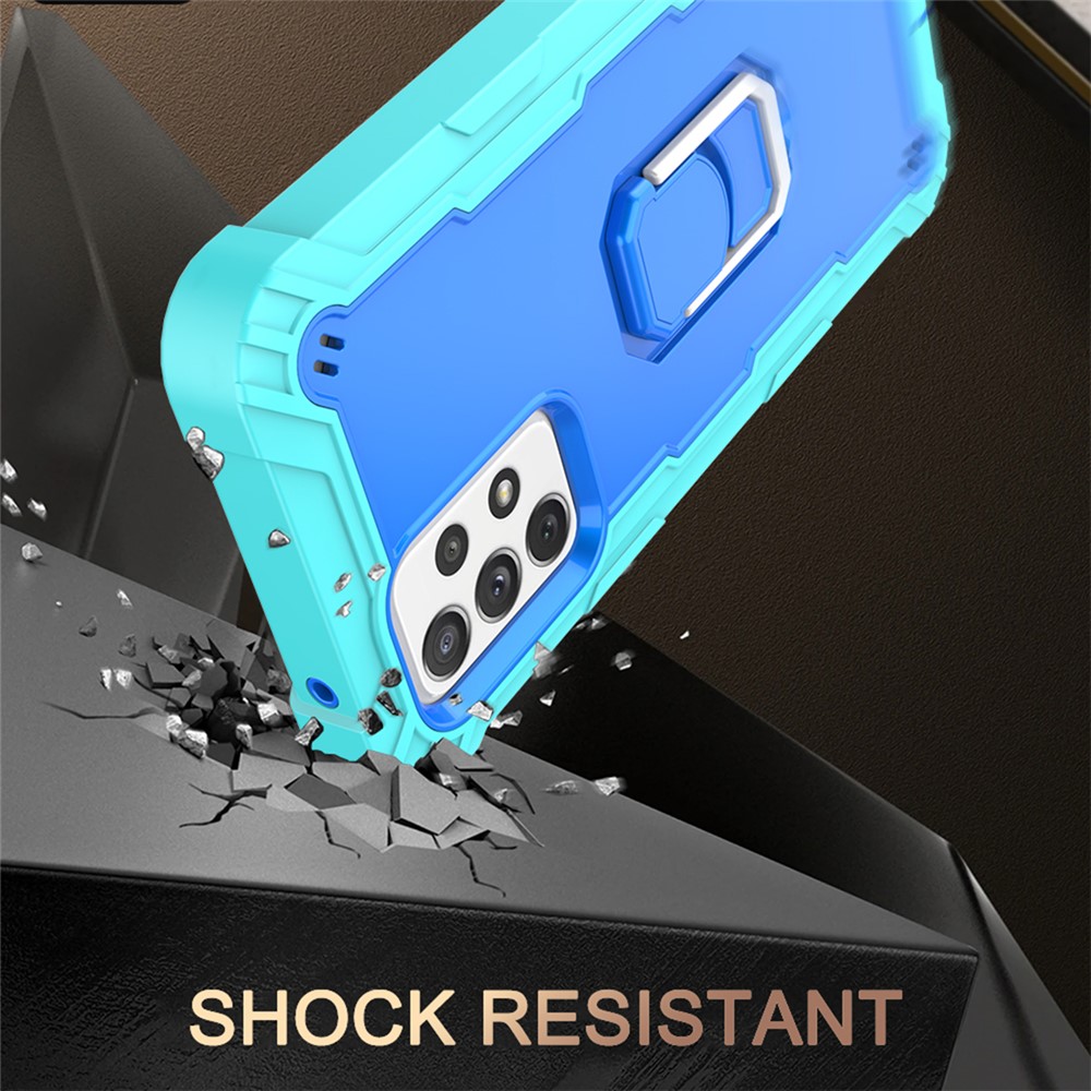 Built-in Kickstand Design Shockproof Hybrid Phone Case for Samsung Galaxy A72 4G/5G - Aqua/Blue-4