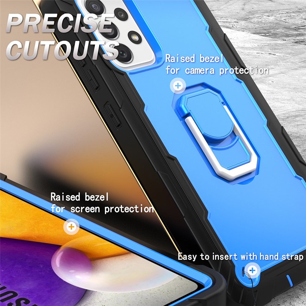 Built-in Kickstand Design Shockproof Hybrid Phone Case for Samsung Galaxy A72 4G/5G - Black/Blue-5