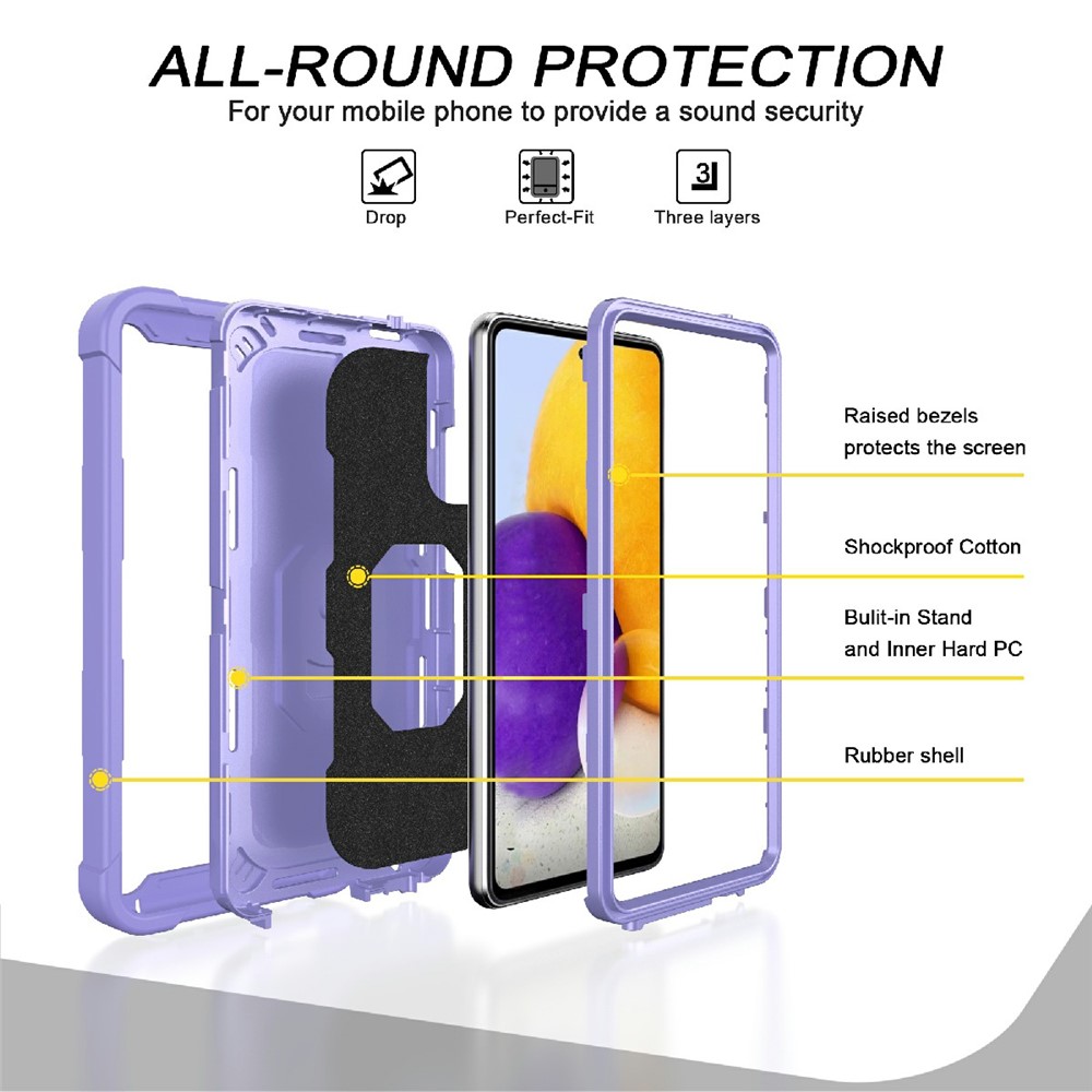 Built-in Kickstand Design Shockproof Hybrid Phone Case for Samsung Galaxy A72 4G/5G - Purple-2