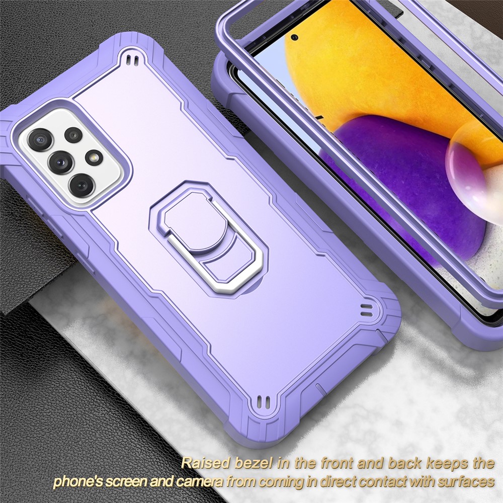 Built-in Kickstand Design Shockproof Hybrid Phone Case for Samsung Galaxy A72 4G/5G - Purple-6