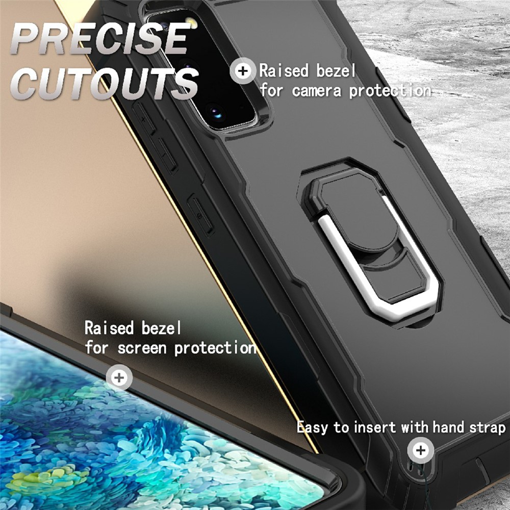 Shockproof PC + Silicone Phone Case with Built-in Kickstand Design for Samsung Galaxy S20 FE/S20 Fan Edition/S20 FE 5G/S20 Fan Edition 5G - Black/Black-4