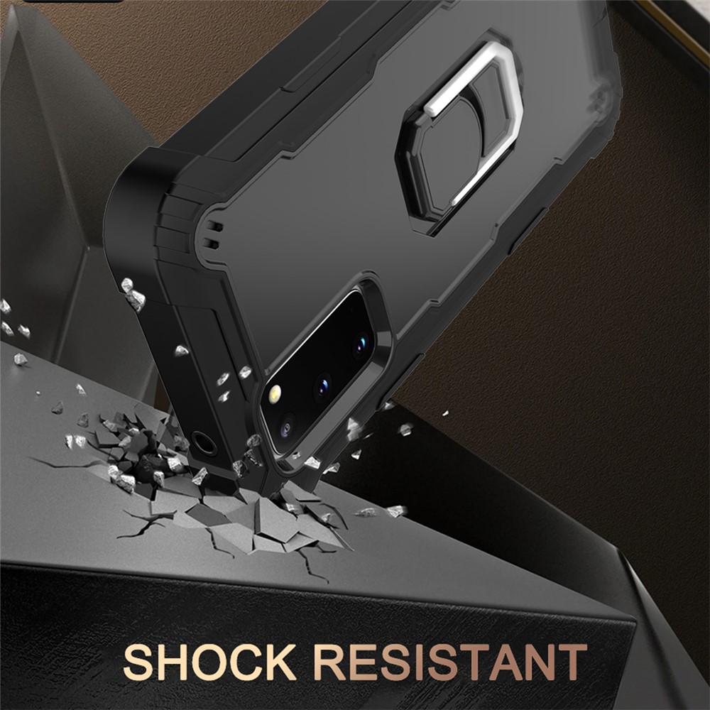 Shockproof PC + Silicone Phone Case with Built-in Kickstand Design for Samsung Galaxy S20 FE/S20 Fan Edition/S20 FE 5G/S20 Fan Edition 5G - Black/Black-6