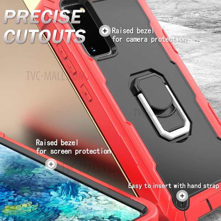 Shockproof PC + Silicone Phone Case with Built-in Kickstand Design for Samsung Galaxy S20 FE/S20 Fan Edition/S20 FE 5G/S20 Fan Edition 5G - Red/Black-4