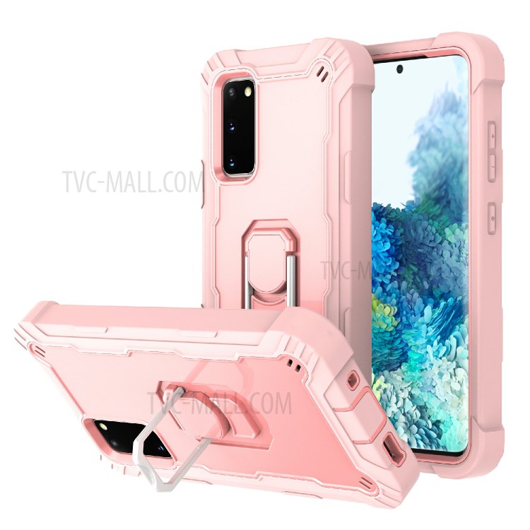Shockproof PC + Silicone Phone Case with Built-in Kickstand Design for Samsung Galaxy S20 FE/S20 Fan Edition/S20 FE 5G/S20 Fan Edition 5G - Rose Gold-1