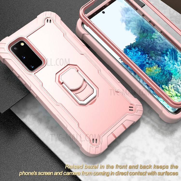 Shockproof PC + Silicone Phone Case with Built-in Kickstand Design for Samsung Galaxy S20 FE/S20 Fan Edition/S20 FE 5G/S20 Fan Edition 5G - Rose Gold-5